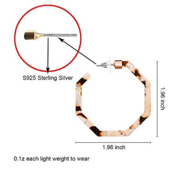 Hypoallergenic Acrylic Hex "Eryn" arrings - Picture 3 of 6